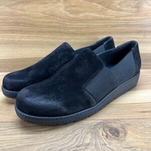 Stuart Weitzman Womens Size 7.5 Slip On Wedge Black Suede Shoes